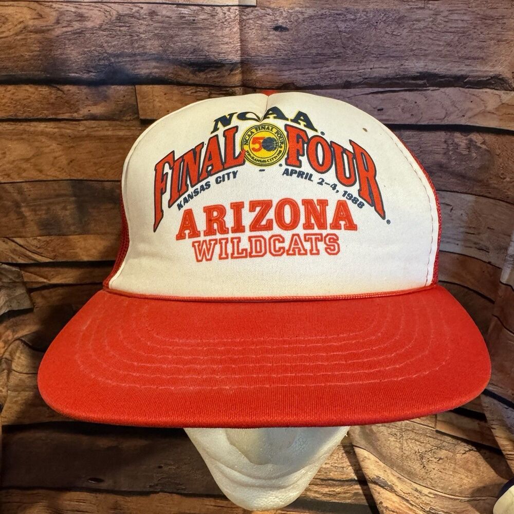 1988 NCAA Final Four Arizona Wildcats Hat Cap Snapback Foam Trucker Red Vintage
